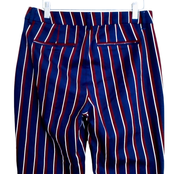 Old Navy Stripes (Navy/White/Burgundy) Relaxed Mid-Rise Women's Pants - Picture 11 of 15